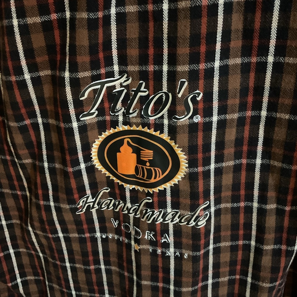 Upcycled Tito’s Vodka Mens Button Down - Picture 2 of 3
